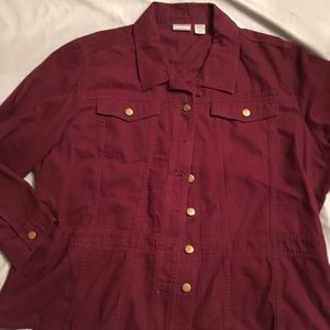 Burgundy cotton canvas jacket (22W/24W) 3X